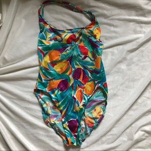 Vintage 90s floral one piece swimsuit bathing suit
